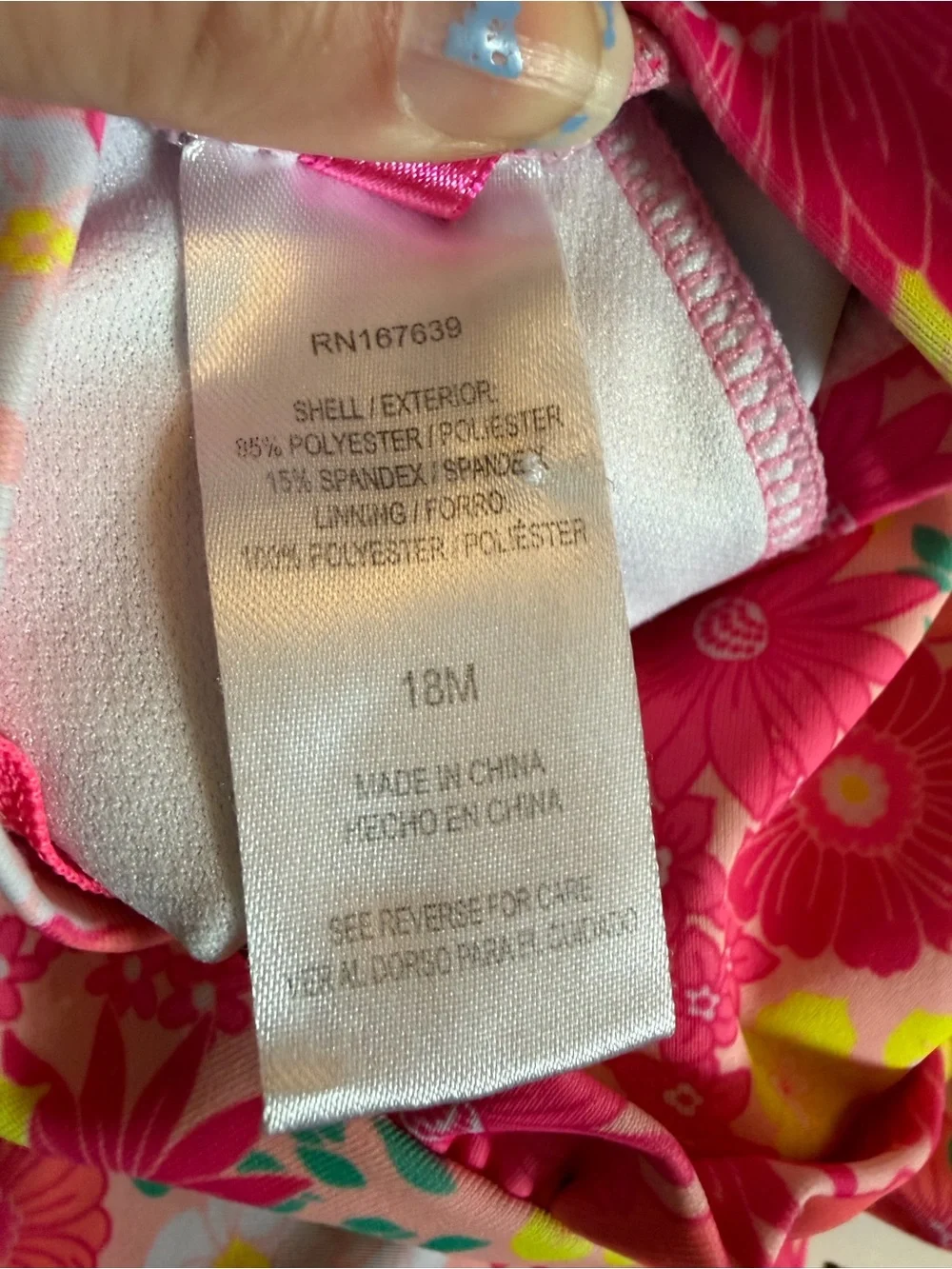 Betsey Johnson Baby Girls' Pink Floral Long-Sleeve Rash Guard Swimsuit 18mo